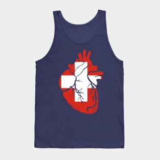 Anatomical heart design, Switzerland flag Tank Top